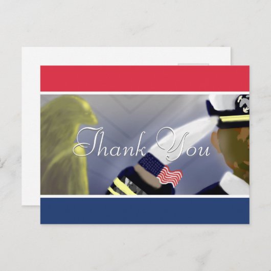 Dank je | Rood Wit Blauw Gestreepte Amerikaanse Ve Briefkaart (Voorkant / Achterkant)