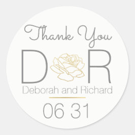 Dank je. roos bloem. Trouwgunst Ronde Sticker