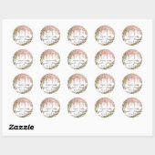 Dank je Rosa Witte Naam Save The Date Krans Drips Ronde Sticker (Vel)