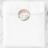 Dank je Rosa Witte Naam Save The Date Krans Drips Ronde Sticker (Tas)