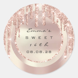 Dank Je Rose Druppels Sweet 16de Glitter 15de Ronde Sticker
