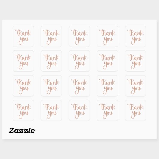 Dank je Rose Gold Glitter Script Sticker (Vel)