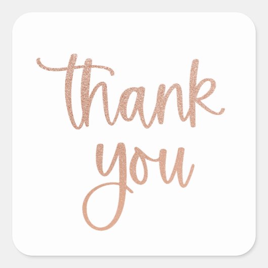 Dank je Rose Gold Glitter Script Sticker (Voorkant)
