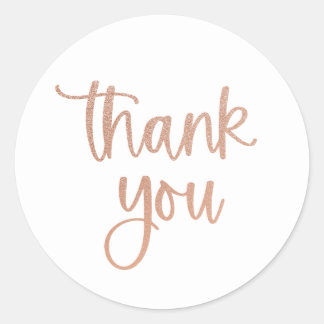 Dank je Rose Gold Glitter Script Sticker