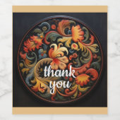 Dank je Rosepaint Rosemaling 1 van 6 Wijn Etiket (Enkel label)