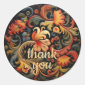 Dank je Rosepaint Rosemaling Ronde Sticker (Voorkant)