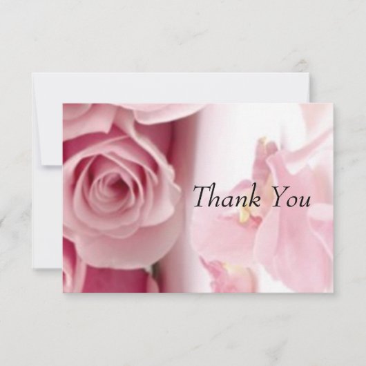 Dank je roze bloemen bedankkaart (Voorkant)