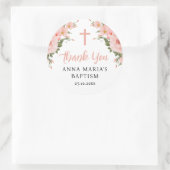 Dank je roze bloemen meisje ronde sticker (Tas)