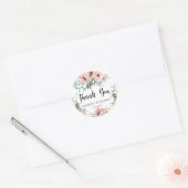 Dank je Roze Bloemen Sticker (Envelop)