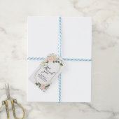 Dank Je - Roze Blosembloemen Geometrisch Cadeaulabel (Met Touw)