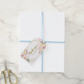 Dank je - Roze Blush Bloem Goud Geometrisch Favor Cadeaulabel (Met Touw)