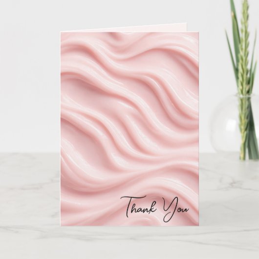 Dank je roze crème abstract ontwerp kaart (Voorkant)