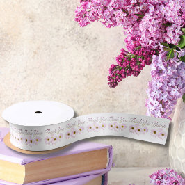 Dank je roze Daises Ribbon Satijnen Lint