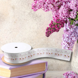 Dank je roze Daises Ribbon Satijnen Lint