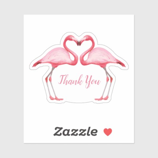 Dank je roze flamingos sticker (Vel)