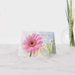 Dank je, roze Gerbera madeliefje kaart