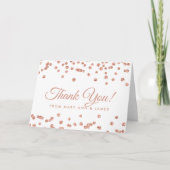 "Dank je" Roze Goud Nep Glitter Confetti Wit Bedankkaart (Voorkant)
