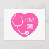 Dank je | Roze Hart Stethoscoop Briefkaart (Voorkant)