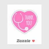 Dank je | Roze hartstethoscoop Sticker (Vel)