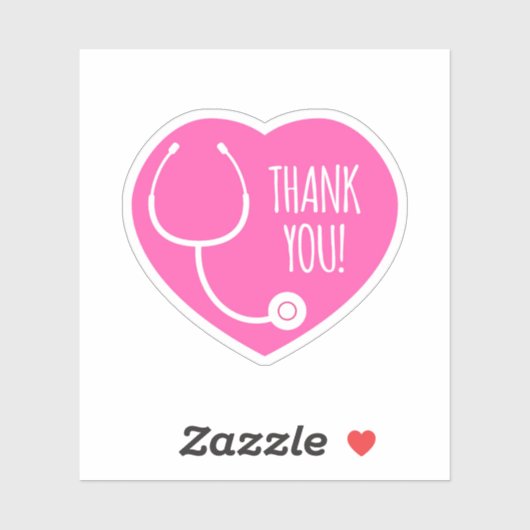 Dank je | Roze hartstethoscoop Sticker (Vel)
