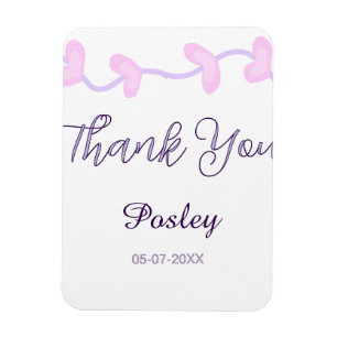 dank je roze paars pastel trouw naam datum lea magneet