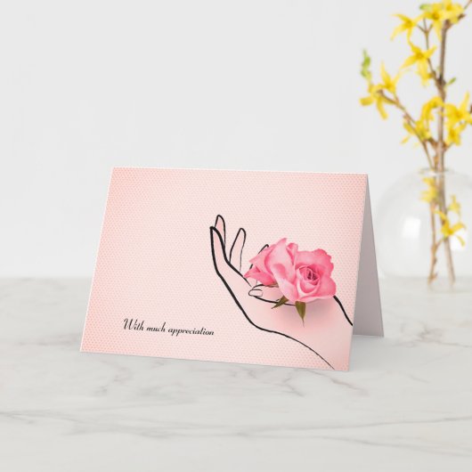 dank je roze roos . kaart (Gele Bloem)