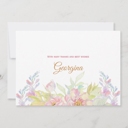 Dank je roze Rose Floral Bedankkaart (Achterkant)