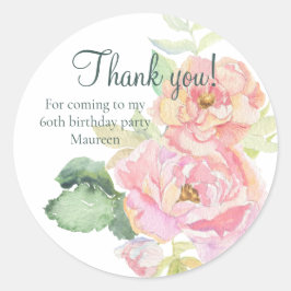 Dank je roze Rose Floral Ronde Sticker