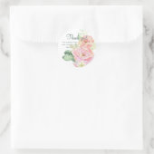 Dank je roze Rose Floral Ronde Sticker (Tas)