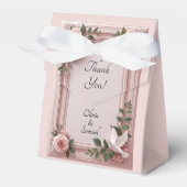 Dank je, Roze Rozen & Duiven Bruiloft Bedankdoosjes (Voorkant Zijde)