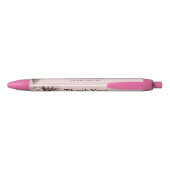 Dank je, Roze Rozen & Duiven Bruiloft Zwarte Inkt Pen (Achterkant)