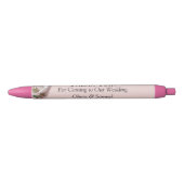 Dank je, Roze Rozen & Duiven Bruiloft Zwarte Inkt Pen (Voorkant)