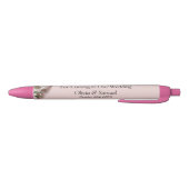 Dank je, Roze Rozen & Duiven Bruiloft Zwarte Inkt Pen (Bodem)