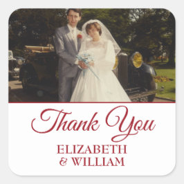 Dank je Ruby Script Huwelijksjubileum Foto Vierkante Sticker