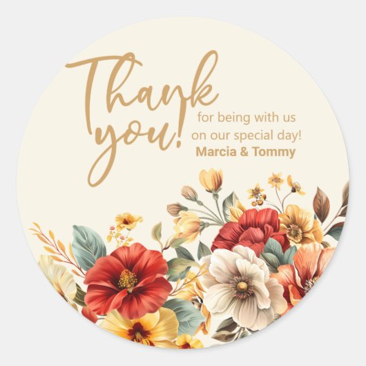 dank je Rustic Flower Ronde Sticker (Voorkant)