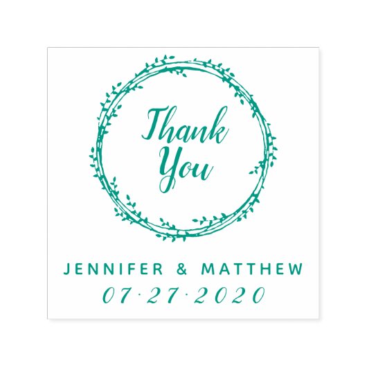 Dank je | Rustieke krans bruiloft cadeau Zelfinktende Stempel (Design)