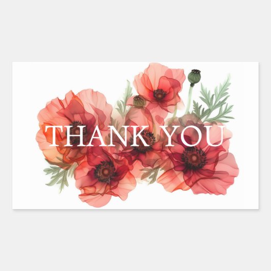 Dank je  Scharlaken Bloemblaadje Elegantie Rechthoekige Sticker (Voorkant)