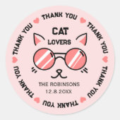 Dank je schattige kat ronde sticker (Voorkant)