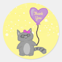 Dank Je Schattige Wasbeer Geel Ronde Sticker