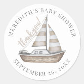 Dank Je Scheepvaart Baby Shower Ronde Sticker (Voorkant)