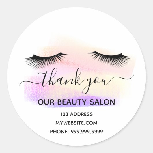 Dank je schoonheidssalon licht witte zweetjes past ronde sticker (Voorkant)