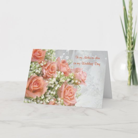 Dank je schoonmoeder. Rozen, lelietje-van-dalen Bedankkaart (Voorkant)