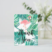 Dank je script flamingo en palmen briefkaart (Staand voorkant)