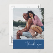 Dank je script Foto Blue Wedding Briefkaart (Voorkant / Achterkant)