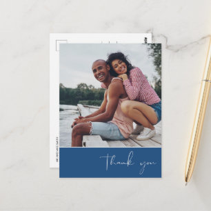 Dank je script Foto Blue Wedding Briefkaart