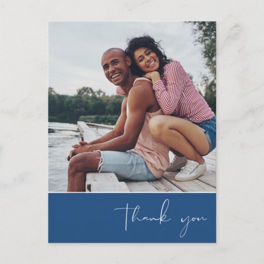 Dank je script Foto Blue Wedding Briefkaart (Voorkant)