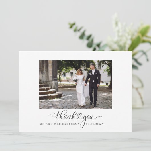 'Dank je' Script trouwfoto Bedankkaart (Staand voorkant)