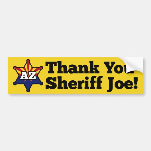 Dank je sheriff Joe. Bumpersticker (Voorkant)