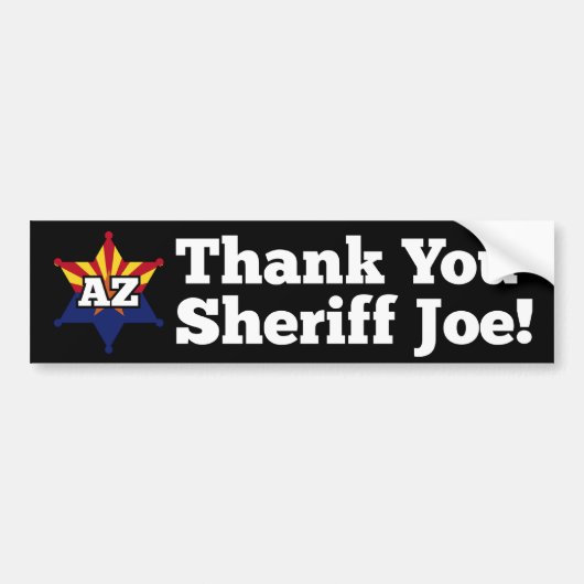 Dank je sheriff Joe. Bumpersticker (Voorkant)