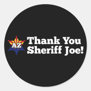 Dank je sheriff Joe. Ronde Sticker
